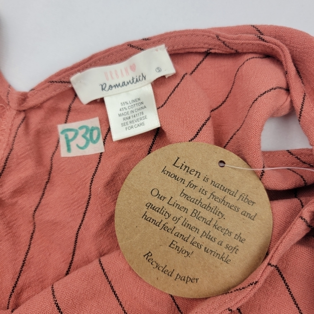 Urban Romantics salmon linen blend tie shoulder vneck jumsuit - Picture 6 of 6